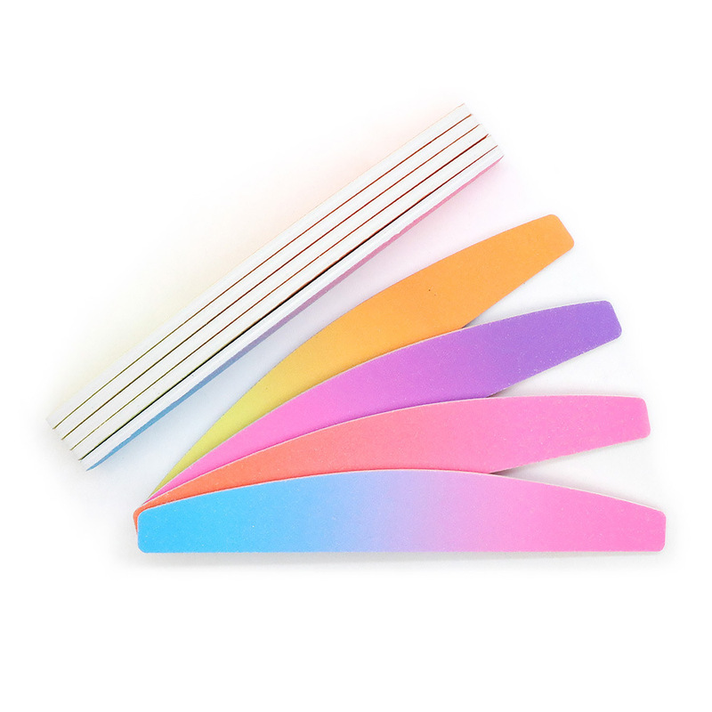 Manufacturer wholesale of half-moon shaped, double-sided nail files with a 180/180 grit finish, EVA polishing sanding strips for nail care Manufacturer wholesale of half-moon shaped, double-sided nail files with a 180/180 grit finish, EVA polishing sanding strips for nail care