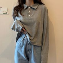 宽松打底衫上衣秋装2025年新款韩版灰色秋季衫长袖恤女潮
