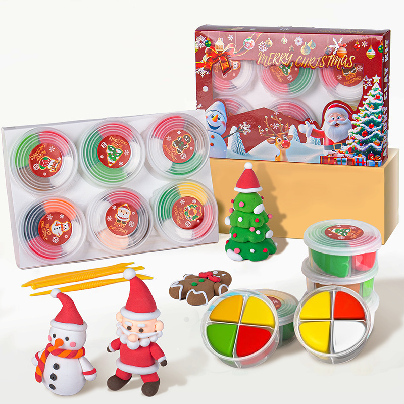 4 色超軽量粘土クリスマスセットクロスボーダー 4 グリッドカップカラー粘土粘土子供の手作り diy 粘土非毒性|undefined