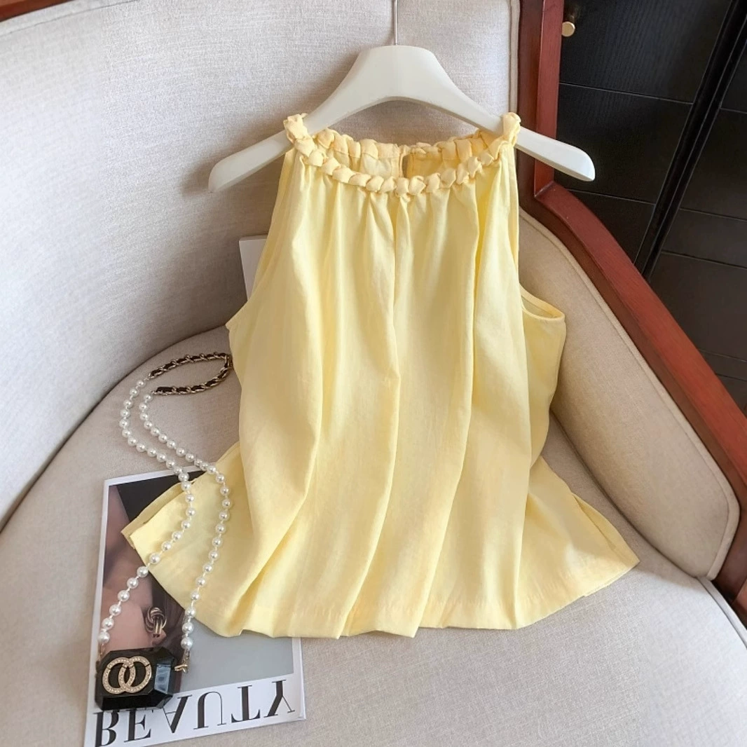 Высококачественный ретро-красный топ на бретельках Dopamine, женский летний французский плиссированный топ без рукавов в стиле бебидолл