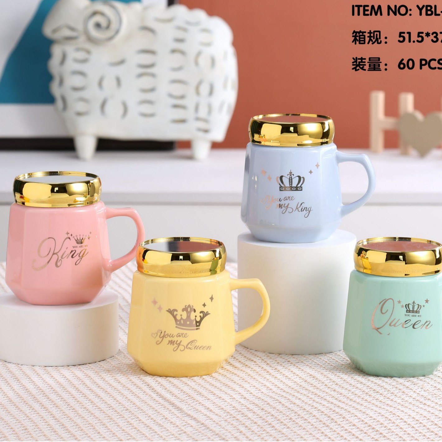 Yiwu esmalte espejo taza de visualización taza de cerámica con tapa nórdico espejo de dibujos animados taza conjunto festival regalo comercio exterior