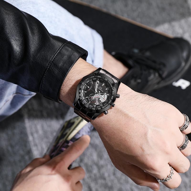 Fashion Solid Color Waterproof Calendar Stainless Steel Strap Quartz Watch display picture 3