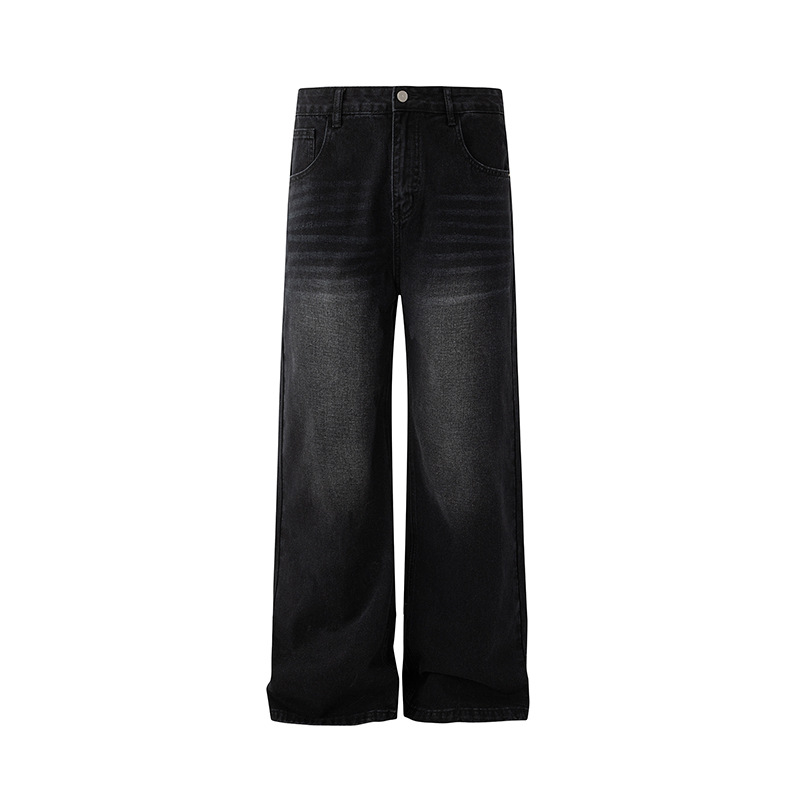 Men's Clothing Men's Retro Washed Straight Leg Jeans Thickened Loose Fit Floor Length Korean Style Commuter Outfit_mkmklike.com