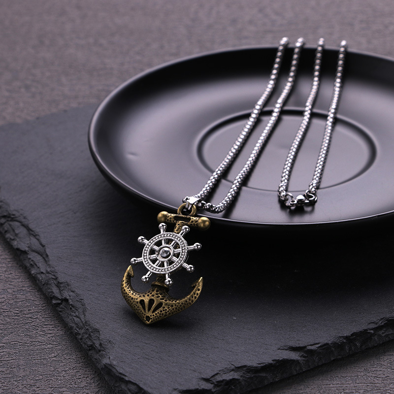 Explosive Fashion Retro Movable Boat Anchor Titanium Steel Pendant, Personalized Men's Trendy Pendant Accessory_voghion.com