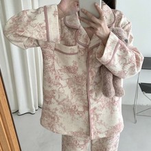 韩国ins女士秋冬新品韩版韩系简约舒适睡衣套装休闲宽松家居服女