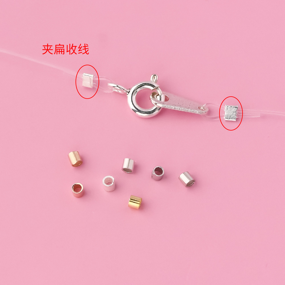 Cuentas de plata s925 cuentas sueltas tubo recto espaciador cuentas posicionamiento tubo posicionamiento cuentas DIY material de joyería pulsera Accesorios
