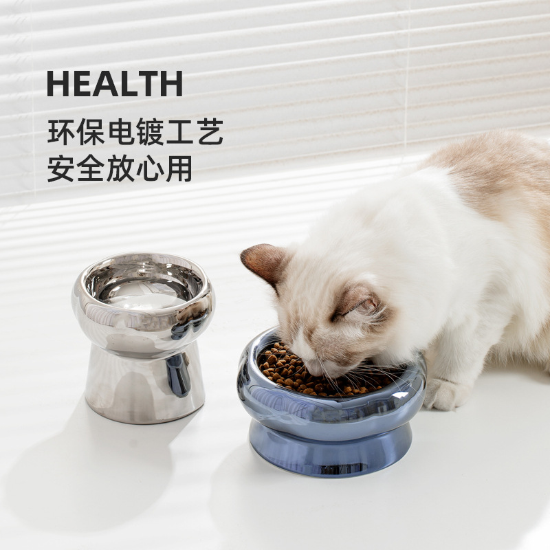 Tazón de gato de cerámica de lujo ligero protección de la pierna alta columna cervical tazón de comida para gatos gato perro gato cuenca tazón para beber tazón de cerámica para mascotas