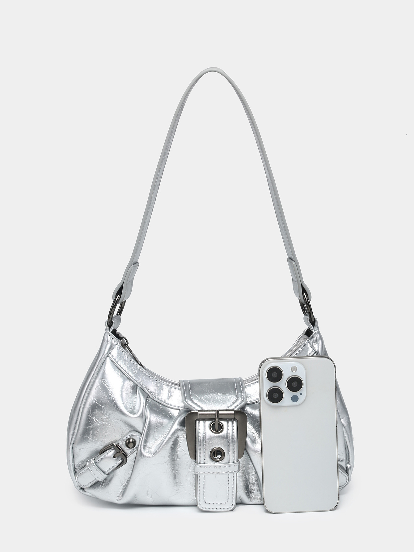 Underarm Bag Bags Type Women's Medium Pu Leather Solid Color Classic Style Square Zipper Underarm Bag
