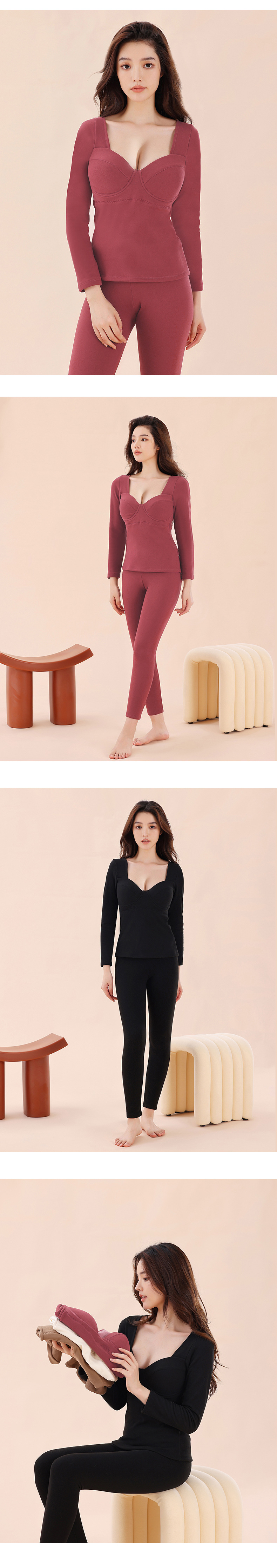 ชุดชั้นในลองจอนผู้หญิงใส่กันหนาวสีดำ ชุดชั้นในลองจอนผู้หญิงใส่กันหนาวสีดำ