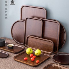 業務用料理皿家庭用朝食皿ケーキデザート円盤胡桃色竹木製カップトレイ長方形小皿