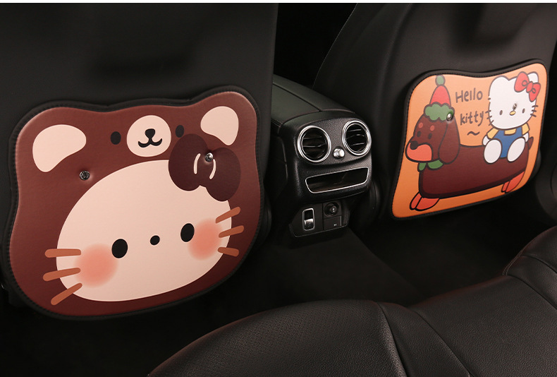 Women's Cute Cartoon Kitten Car Seat Back Anti-Kick Pad Car Seat Back Anti-Fouling Pad Rear Anti-Dirty Pad