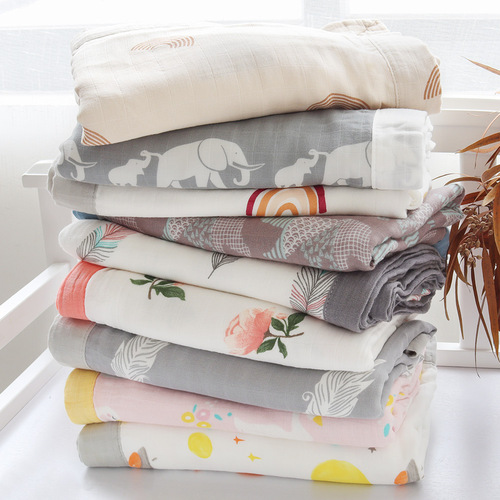 Four-layer bamboo cotton gauze baby blanket, thin quilt blanket, muslin baby blanket, newborn baby blanket, swaddle blanket
