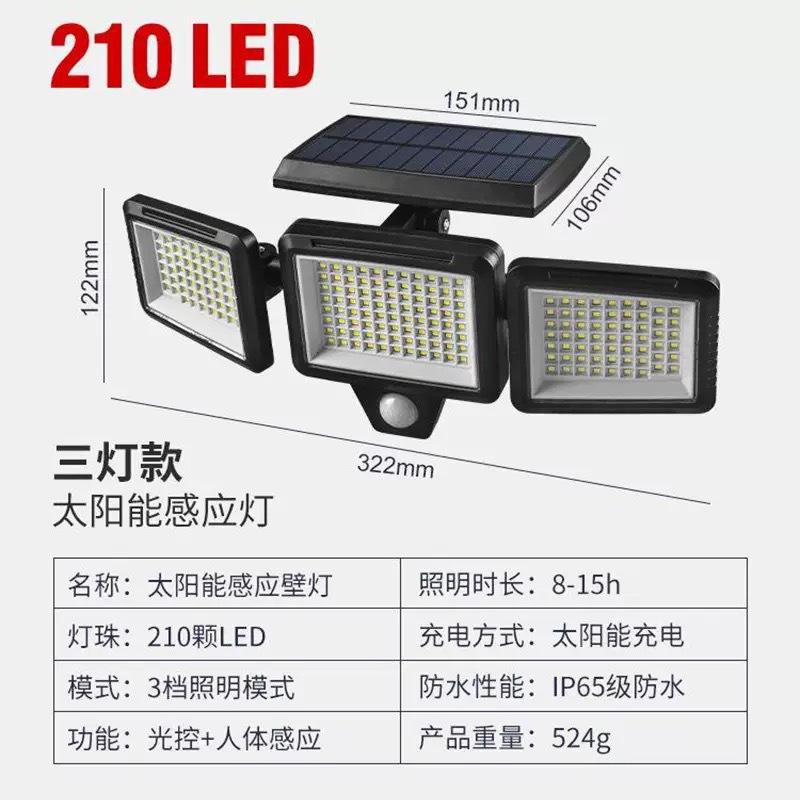 La nueva lámpara de pared solar transfronteriza puede girar al aire libre a prueba de agua farola nocturna sensor del cuerpo humano iluminación de la carretera lámpara de jardín