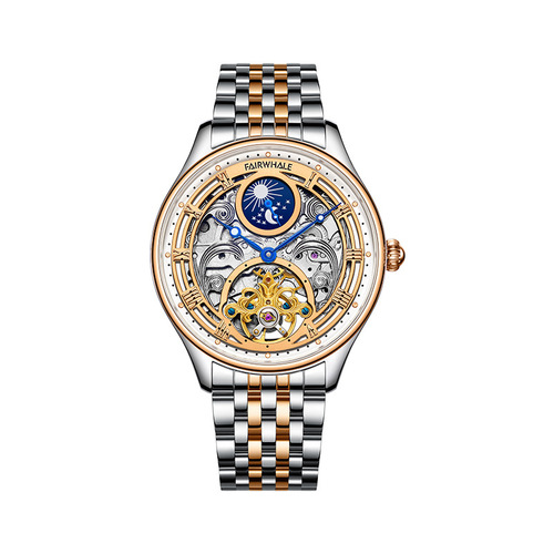 Mark Huafei's new moon phase tourbillon mechanical watch men's live business waterproof high-end steel belt men's watch