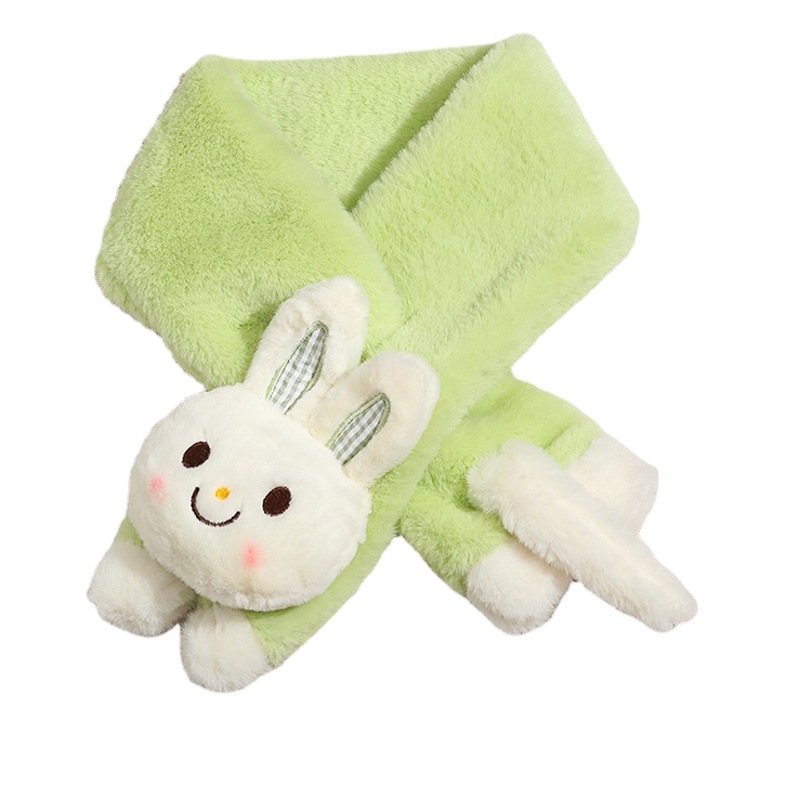 Autumn and Winter Baby's Scarf Cute Boys and Girls Cute Long Tail Rabbit Plush Scarf Boys' Thickened Warm Super Cute Collar