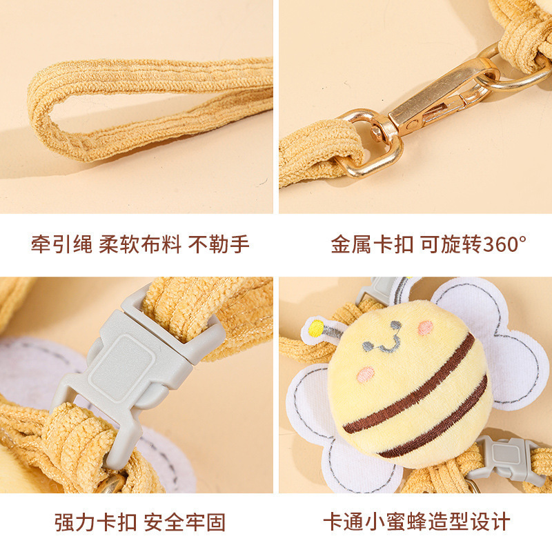 猫咪蜜蜂牵引绳可爱溜猫绳胸背带背心式牵引绳遛狗绳狗狗绳子|undefined