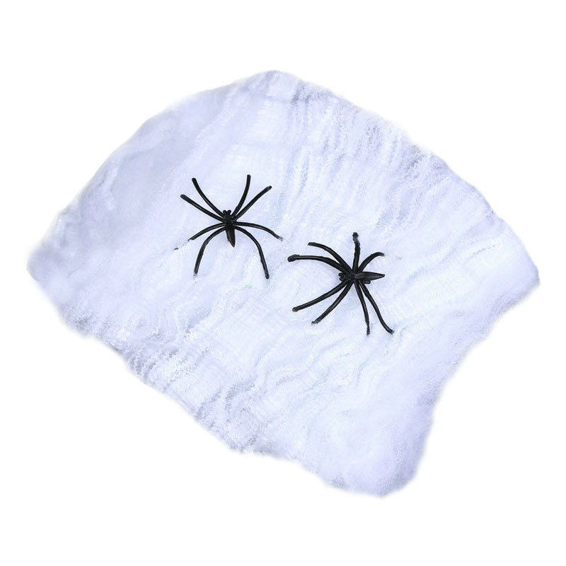 Telaraña de Halloween con Arañas de Plástico, Algodón Color 20g