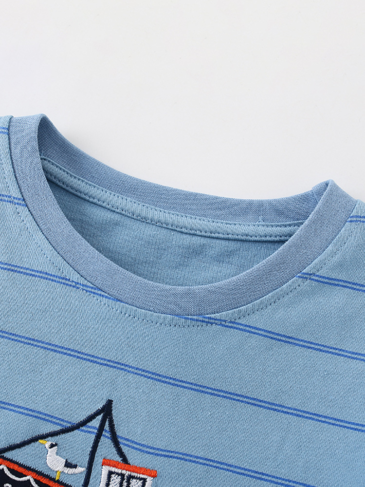 Malwee traje para niños verano nuevo top a rayas pantalones de cintura elástica traje de dos piezas casual para niños europeos y americanos