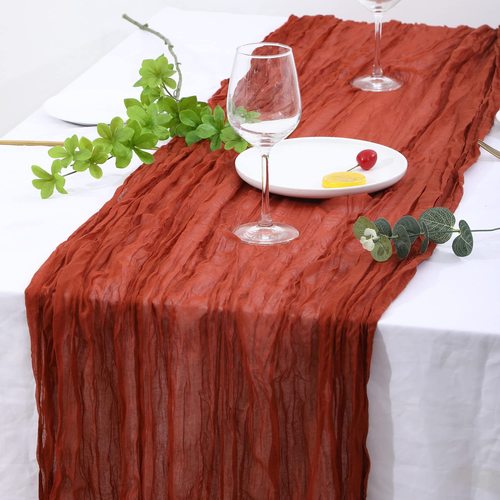 Cross-border Balinese crepe fabric table flag Bohemian style macrame tablecloth wedding party decoration wrinkled table flag wholesale