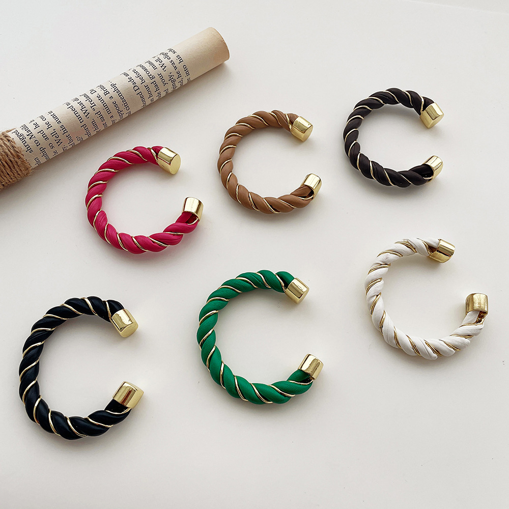 1 Piece Simple Style Geometric Pu Leather Alloy Womenu0027S Bangle