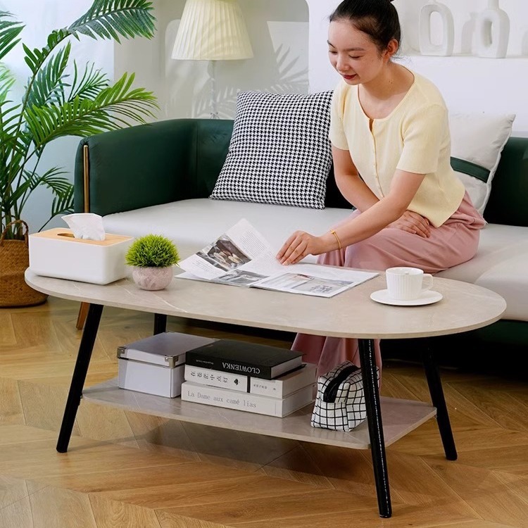 Mesa de café de apartamento pequeño para casa de alquiler sala de estar casa pequeña mesa de sofá creativa simple mesa pequeña mesa de café pequeña de doble capa