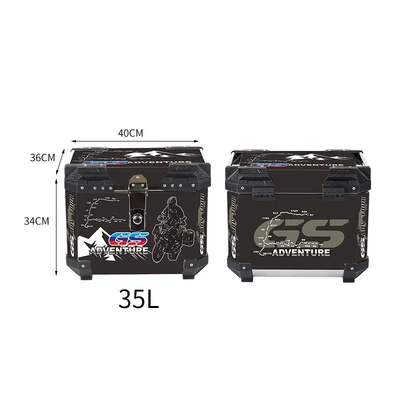 Stainless steel motorcycle tail box 45L large capacity waterproof and dustproof universal rear box for electric vehicles with inner lining (Motorcycle trunk) - 35lalloy-lockstickerphantom-knight-black