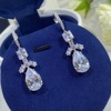 Fashionable earrings, silver 925 sample, European style, diamond encrusted