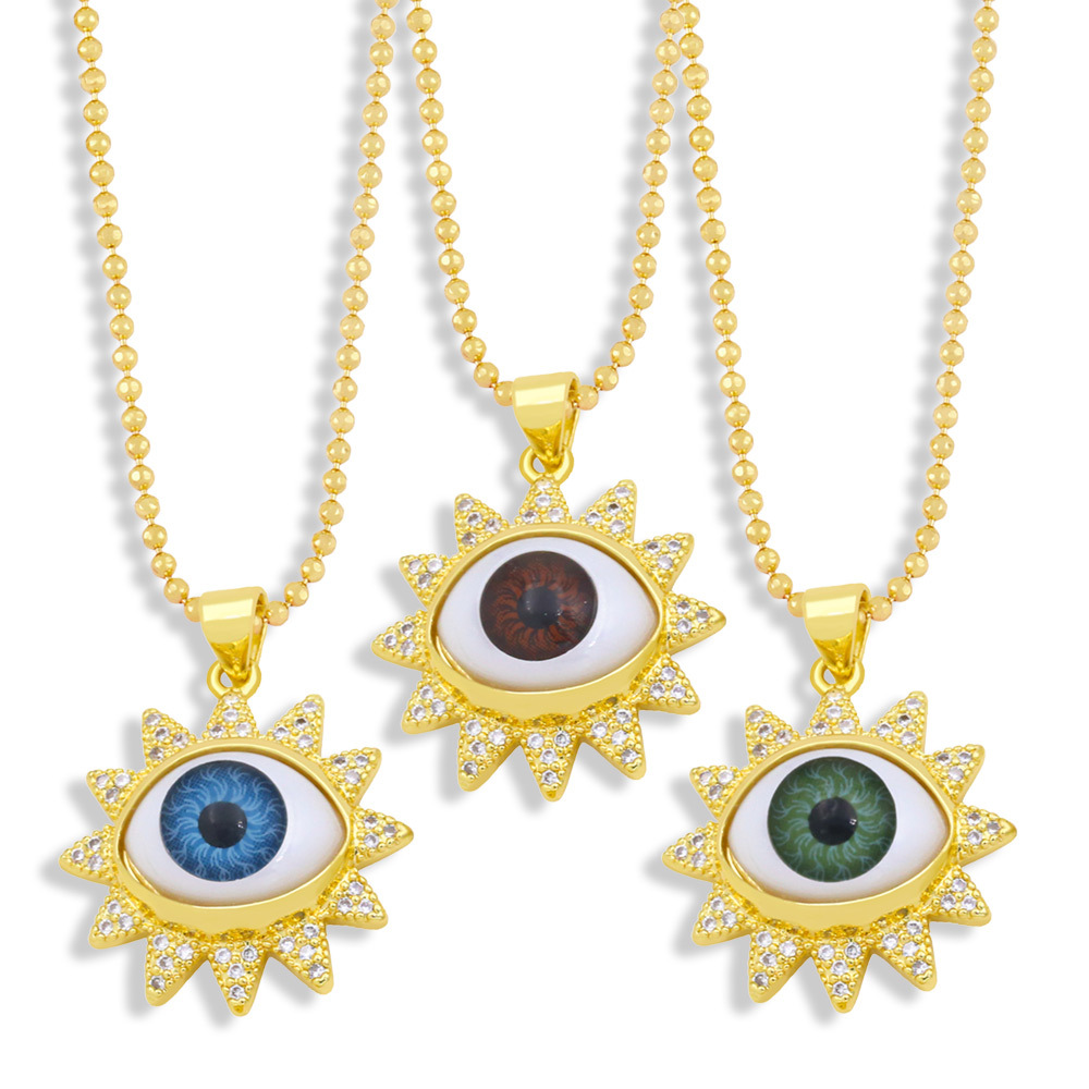 Devilu0027s Eye Pendant Necklace New Clavicle Chain Micro-inlaid Zircon Eyelash Necklace
