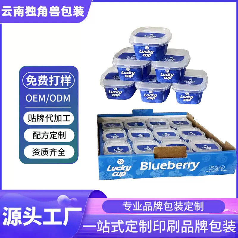 60克125克方型带盖子蓝莓杯  沥水透气盒子网红小懒杯杯子包装盒