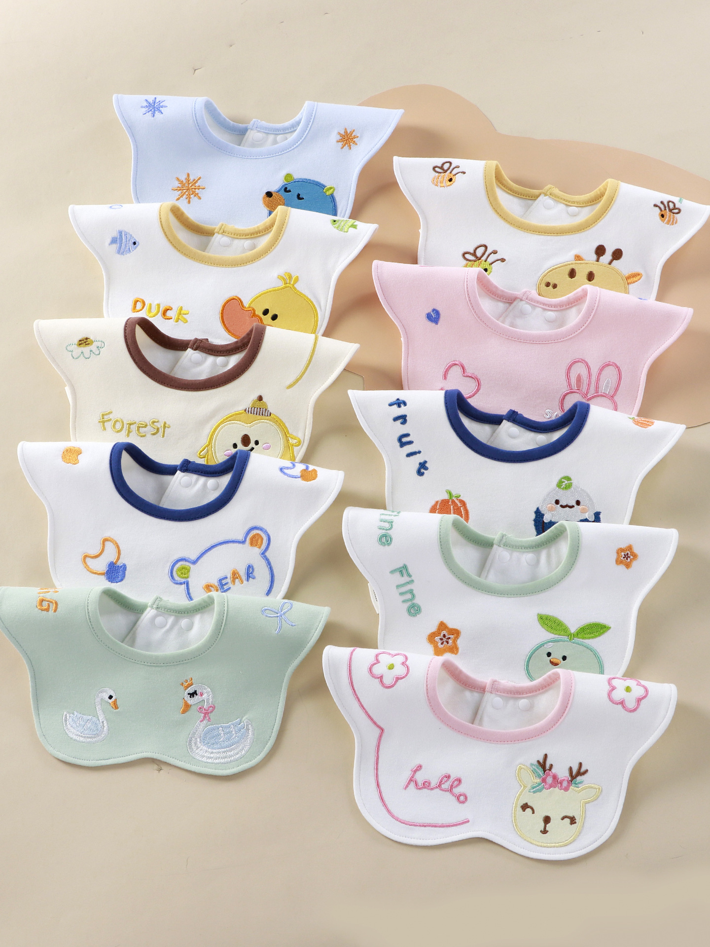 Babe delantal de algodón 7A toallas de saliva antibacterianas tipo un otoño invierno impermeable leche escupir delantal de bordado para niños y niñas