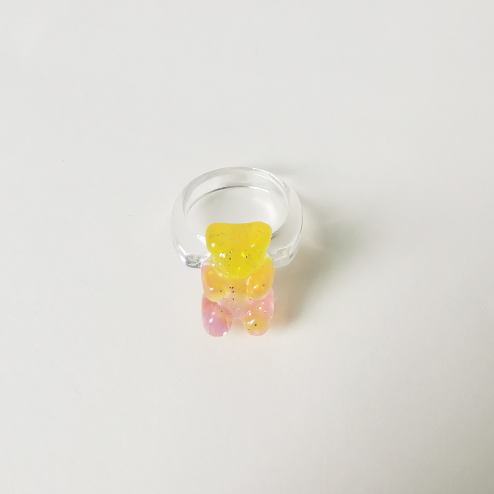 4g Weight Rings Classification 1 Piece Quantity Daily Occasion Acrylic Material Bear Pattern Women's Gender Cute Style Cute Bear Arylic Women's Rings 19