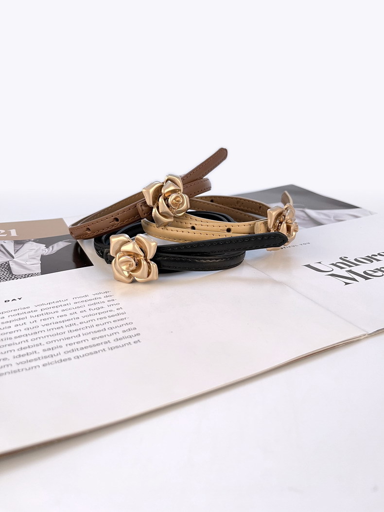 Nový dámský tenký pas z pravé kůže, dámský květinový pas, zeštíhlující efekt, dámský pásek z hovězí kůže se svetrovými šaty, dámský styl_voghion.com