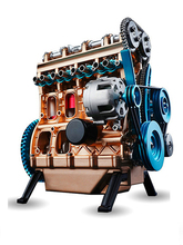 全金属拼装发动机模型充电电动可发动组装v8四缸八缸引擎玩具
