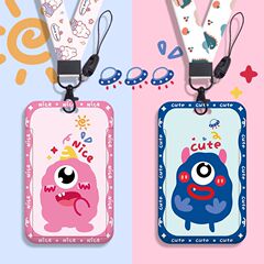 Slide student cartoon card holder anti-lost embossed new cute one-eyed monster game card bag access control bus card holder