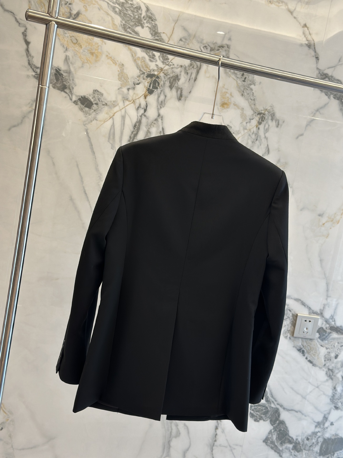 European American Wool Blazer For Women, Loose Fit, No Buttons, Minimalist Black Suit Jacket, Spring And Autumn_ecoleips.com