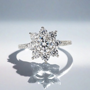 925 Silver 1 karat D Color VVS Clarity Classic Sunflower Ring for Christmas Valentine's Day Gift
