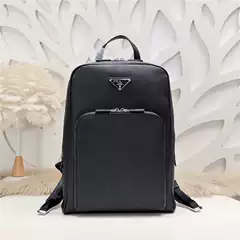 New Men's Backpack Made of Imported Saffiano Leather with Metal Hardware