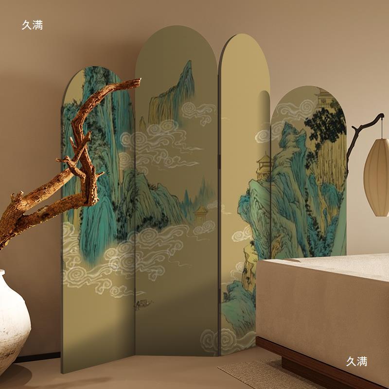 Song-Style Aesthetic Mid-Century Screen Partition Living Room Sofa Background New Chinese-Style Entrance Folding Movable Landscape Folding Screen