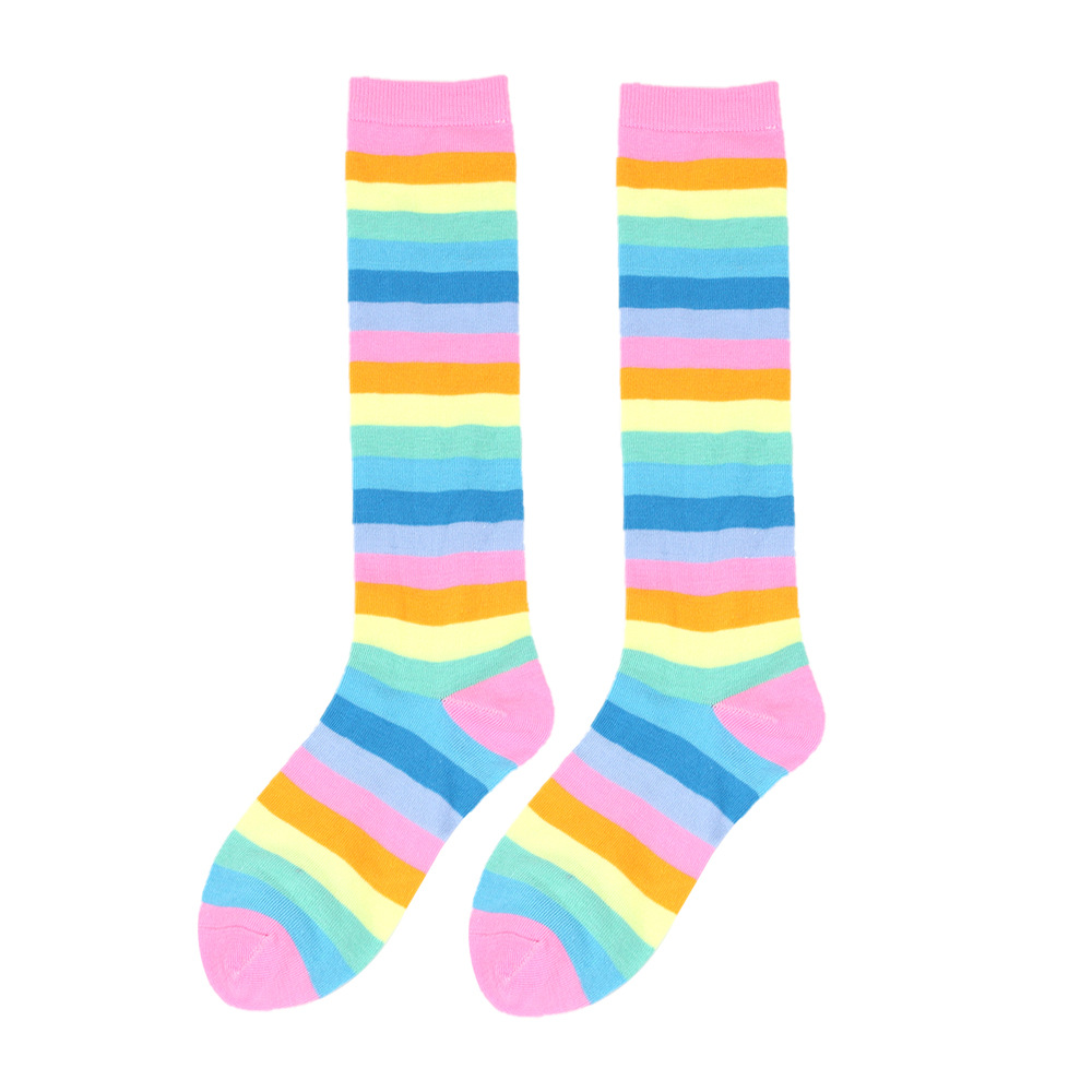 Unisex Fashion Rainbow Stripe Polyester Cotton Crew Socks A Pair display picture 9