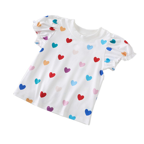 Summer girls sweet short-sleeved t-shirt girls baby top children's half-sleeve children's clothing caring T-shirt cartoon pattern