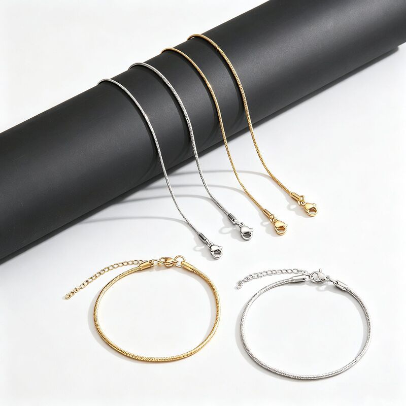 Cross-Border Stainless Steel Round Snake Chain Bracelet for Women, Simple and Luxurious with a High-End Feel, Vacuum Gold-Plated, Super Shiny, Wholesale from Manufacturer Cross-Border Stainless Steel Round Snake Chain Bracelet for Women, Simple and Luxurious with a High-End Feel, Vacuum Gold-Plated, Super Shiny, Wholesale from Manufacturer