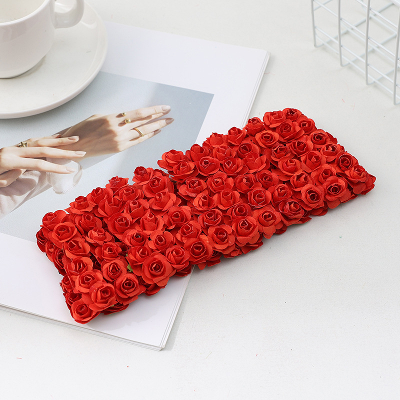 Simulated Rose Head Paper Flower Gift Box Handmade Accessories Small Flower Head Valentine's Day Arrangement Simulated Flower