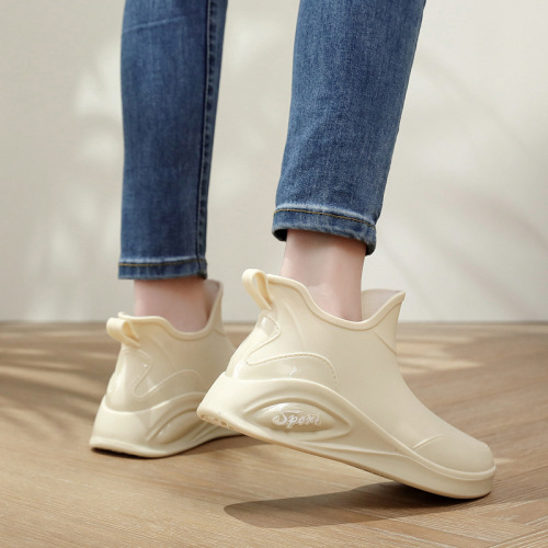 Wholesale Cross-border Fashion Slip-resistant Low-tube Water Shoes Water Boots Short-tube Rain Boots Car Washing Kitchen Shoes Rubber Shoes Foreign Trade