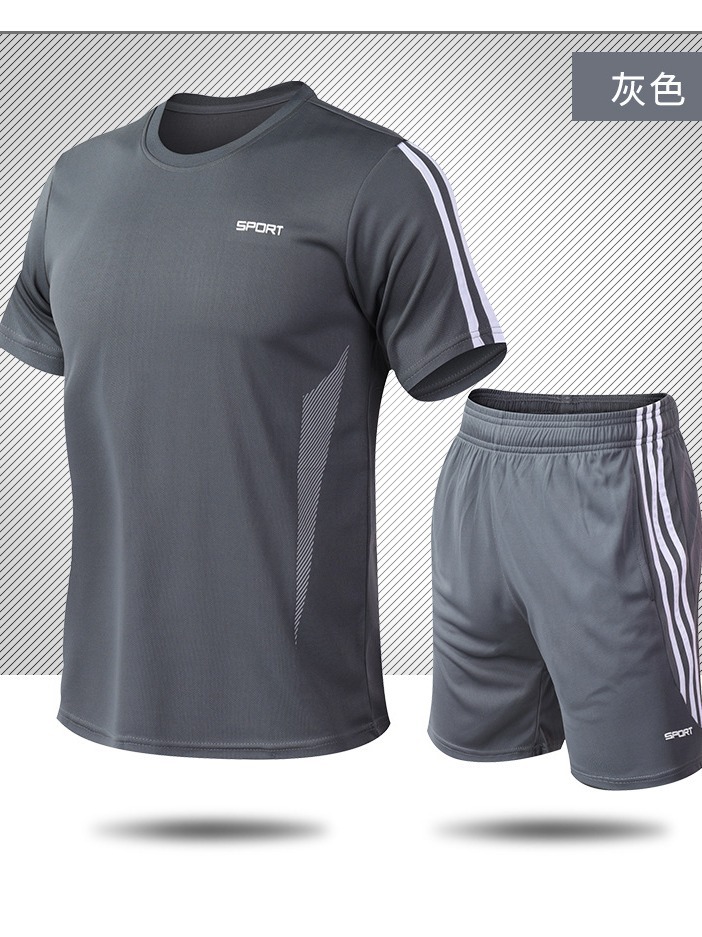 Summer quick dry sports suit for gym, with short sleeve, for running, oversize, plus size, L209 5
