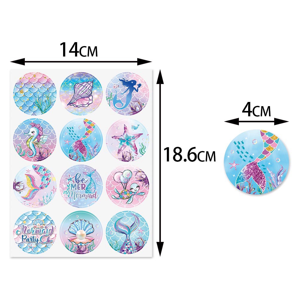 Nuevo tema de la sirena fiesta de cumpleaños decoración pegatinas regalo de cumpleaños decoración pegatinas adhesivas sellado pegatinas