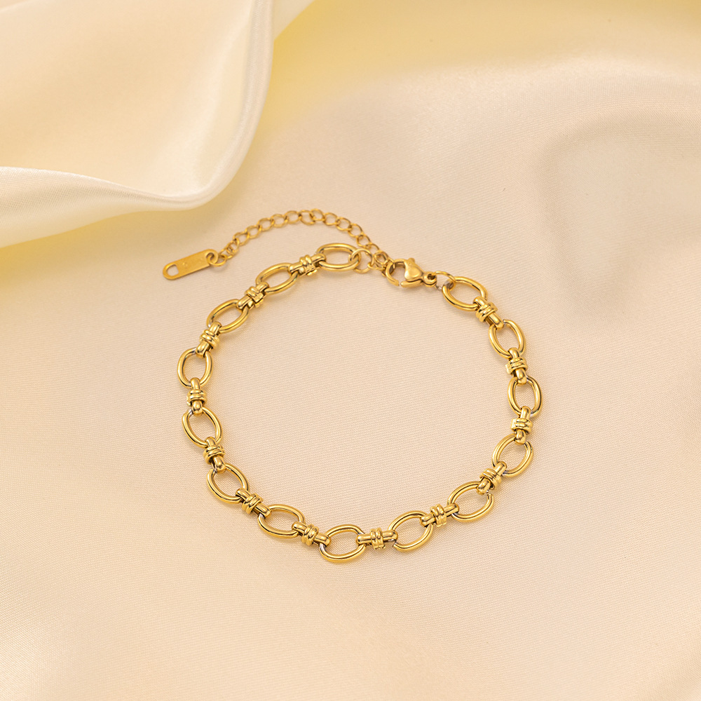 Pulsera de Acero de Titanio de Dongguan, Estilo Europeo y Americano, Diseño de Doble Cadena con Cuchillas, Exagerada, Hip-Hop, para Otoño e Invierno, No se Destiñe, para Mujer