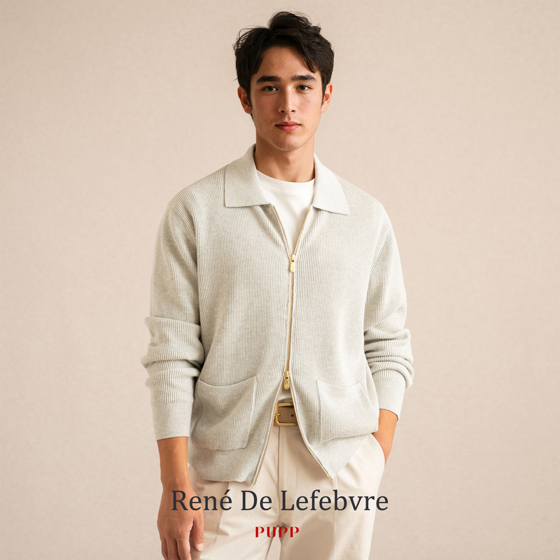 Autumn and Winter Long-Sleeved Lapel Cardigan Zipper Knitted Sweater Men's Casual Sweater