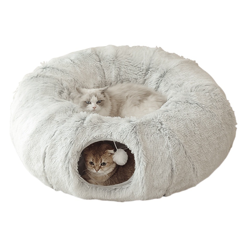 Nido para mascotas plegable gato túnel nido invierno nuevo gato nido gato túnel felpa caliente perrera transfronteriza al por mayor