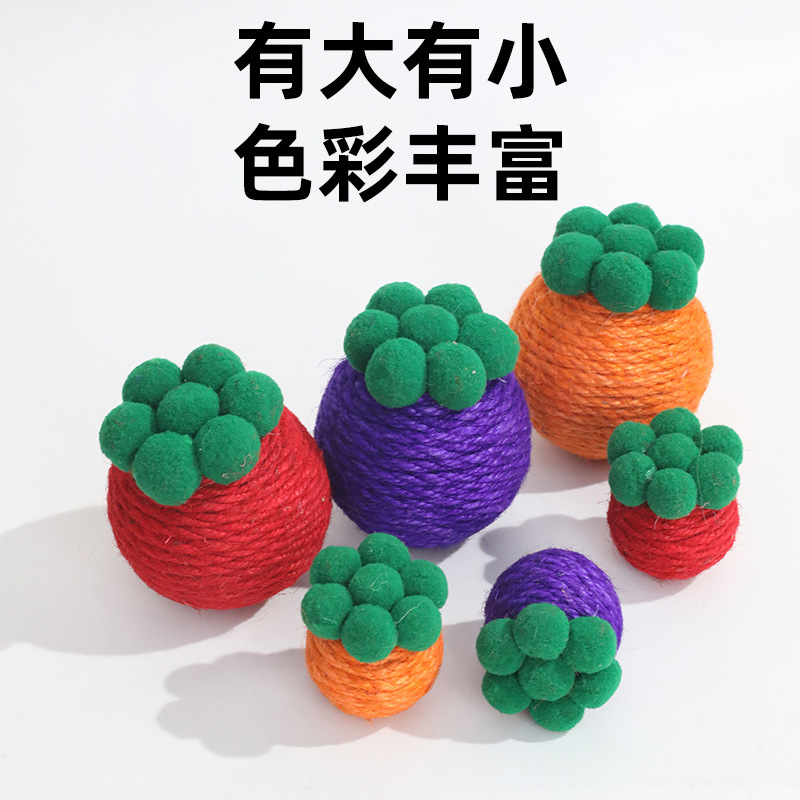 Colorido sonido de yute gato juguete Polygonum multiflorum Lollipop de fisal Bell mordedura resistente molienda garra juguete para mascotas al por mayor