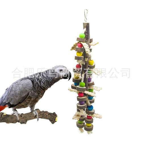 Parrot toy corn leaf with bark wooden hanging chew toy corn leaf biting and climbing toy